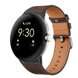 Premium Leather Replacement Wristband Bracelet for Pixel Watch 1 (DBrown-B)