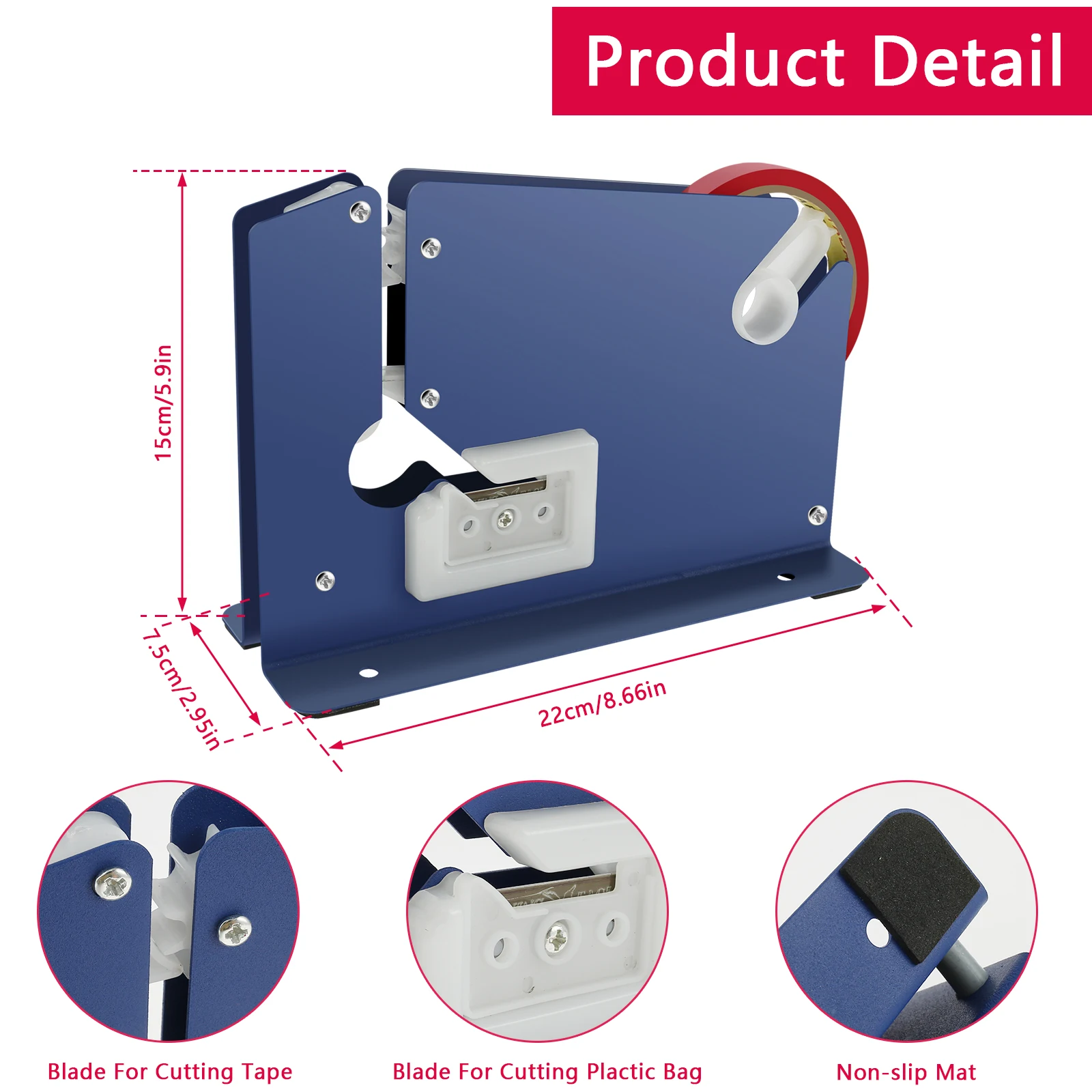 Metal Bag Sealer with 7 Bag Sealing Tape Manual Sealer Taper Dispenser with Trimmer Cutter Packaging Sealing Kitchen Gadgets metal bag sealer
