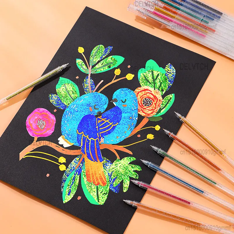 8/12Pcs Dual Metallic Glitter Color Changing Highlighter Gel Pen