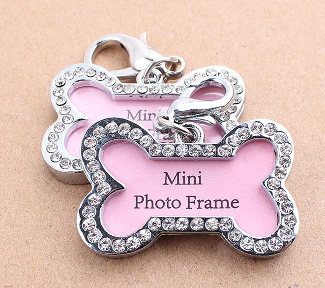 Dog Tag DIY Waterproof Inlaid with Diamond Bone Pet Identity Card Cat Accessories Supplies for Small Dogs |