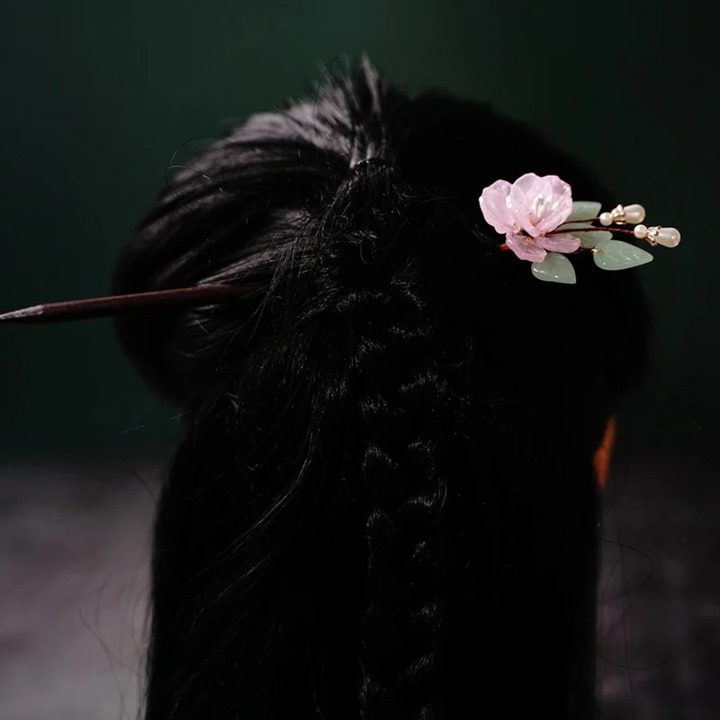 Classic Hair Stick Chinese Hanfu Hair Accessories Glazed Flower Hairpin Chopstick Vintage Girls Wooden Clasp Jewelry Gifts,hair accessory,hair stick,jewelry accessories