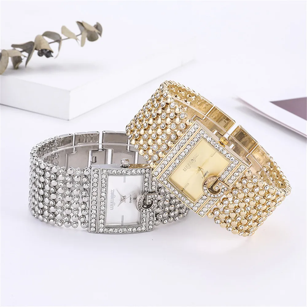 Brand Luxury Casual Women Square Full Diamond Bracelet Watch Analog Quartz Movement Wrist Watch Watches Ladies women watches electronic watch