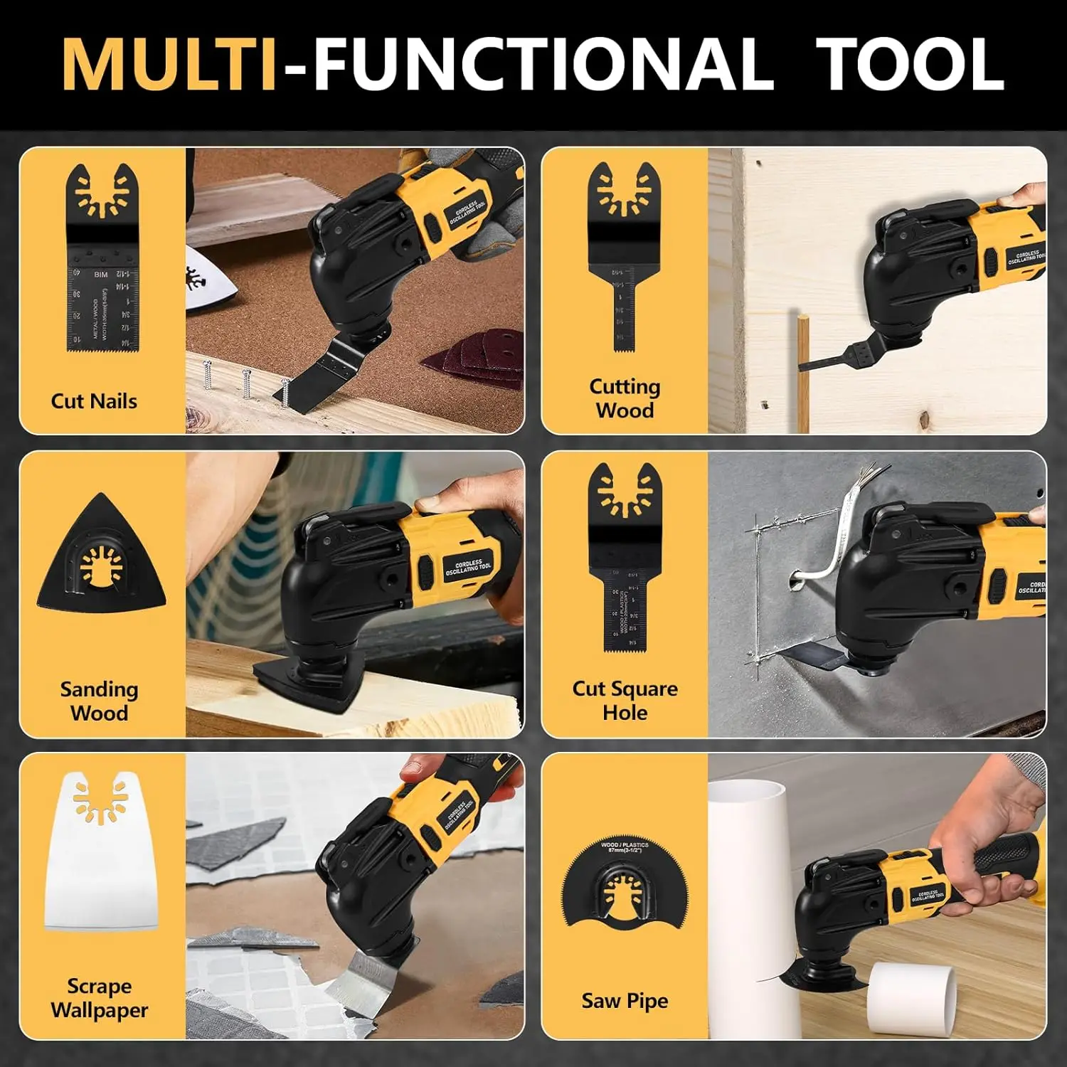 Oscillating Multi Tool Cordless Electric Woodworking Cutting Saw Tool Home Decoration for De-Walt 20V Battery 2