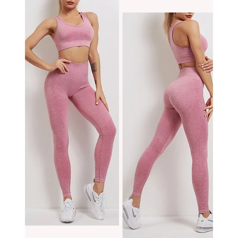 

Бесшовный Женский комплект из двух предметов, жилет для йоги, спортивный костюм, костюм для фитнеса, топ с длинными рукавами, узкие брюки с высокой талией, спортивный костюм, 8 цветов