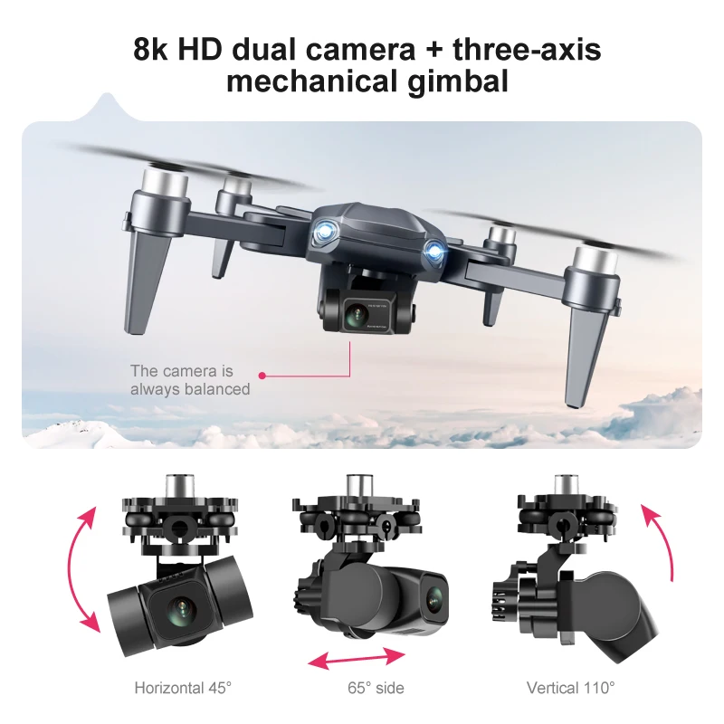 전문 항공 사진 드론, GPS, 5G, 3 축 짐벌, 8K, 4 축 항공기, RC 항공기 쿼드콥터, 3km 장난감, RG106