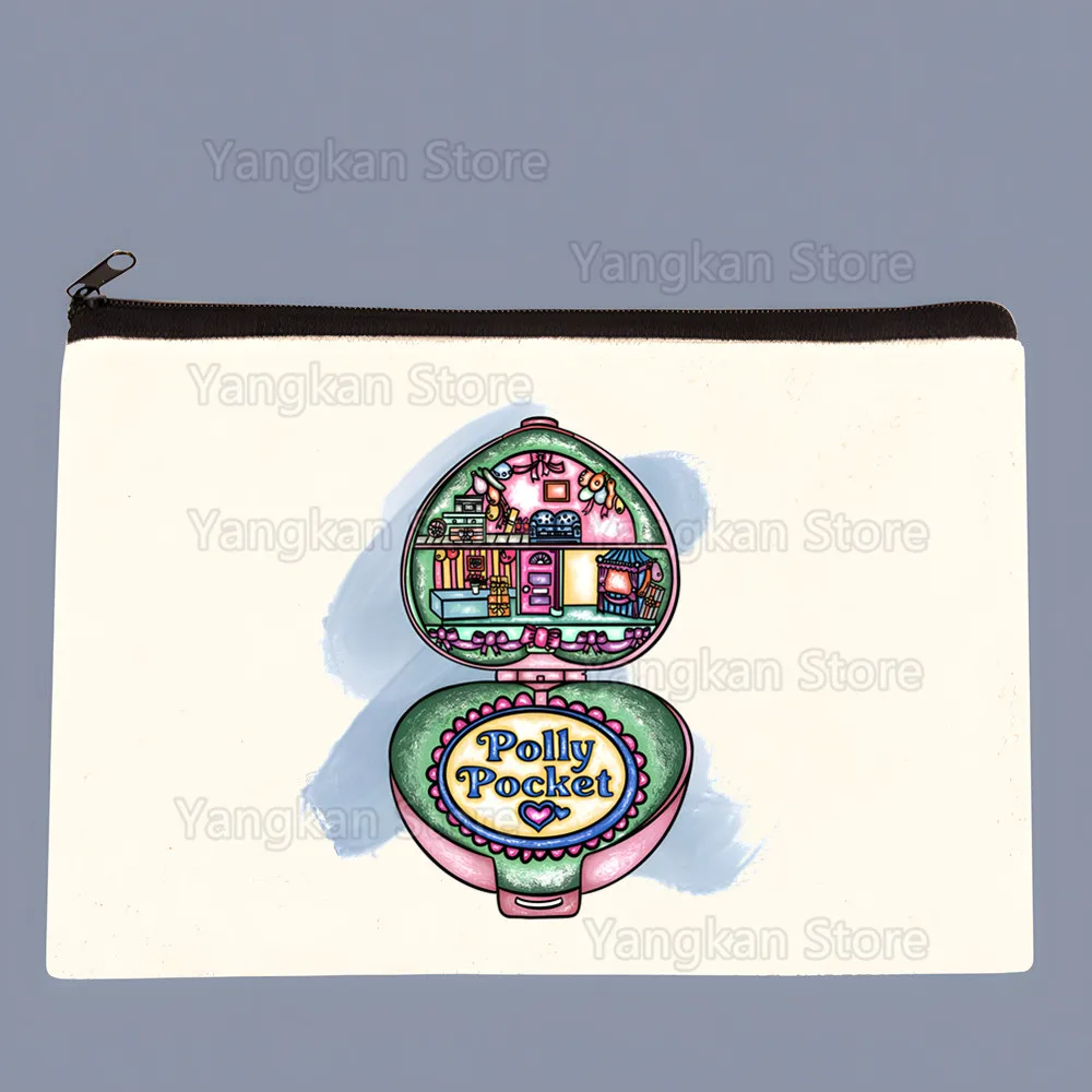 Polly Pocket Cute Solid Color Canvas Coin Purse Small Fresh New Zipper Key Bag Hand Gift Bag