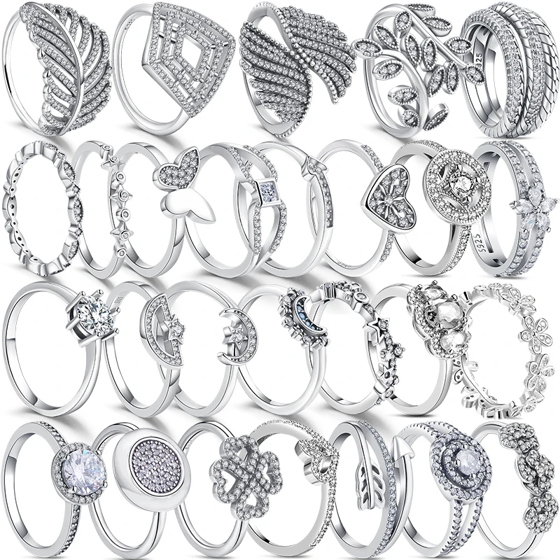 925 Sterling Silver Leaf Flower Wings Finger Rings For Women Anniversary Fine Gifts silver ring silver rings