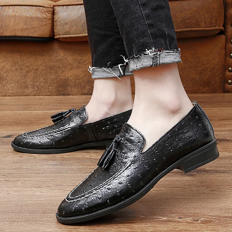 Brand White Tassel Men's Leather Shoes Casual Moccasin Homme Men's Oxford Shoes Flat Men's Boat Shoes Business Men's Loafers