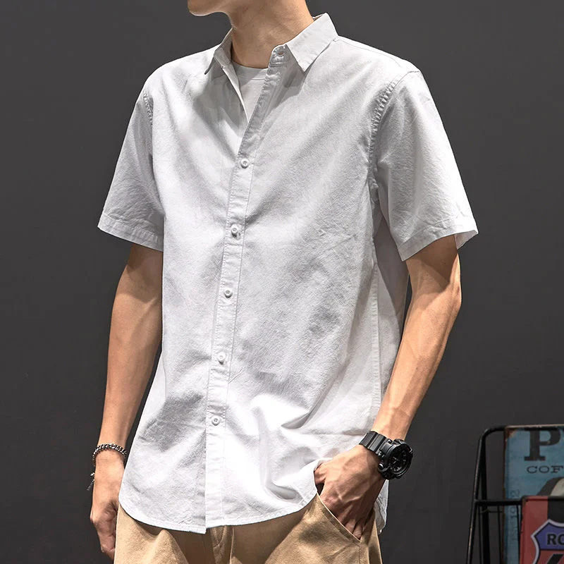 Shirts and Blouses for Men Half Sleeve Cotton Original Vintage Man Tops Summer Cheap Brand High Quality Social Regular Clothing