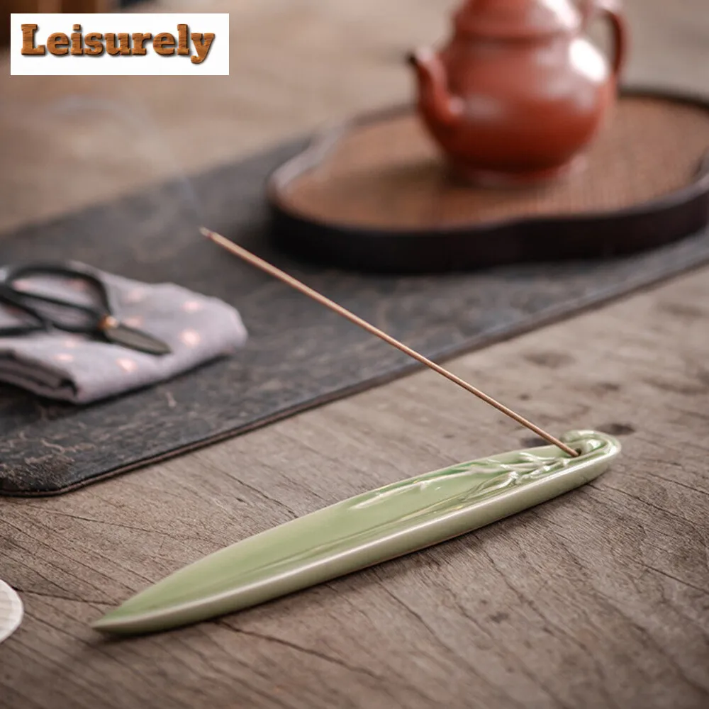 Chinese Style Bamboo Leaf Thread Incense Insert Base Indoor Incense Burner Furnace Aroma Smoke Censer Holder Zen Tea Room Crafts