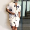 Coconut Tree 2PCS Shirts Suits Men 3D print Fashion Shirts+Shorts Two Piece Sets Hawaii Beach lapel Shirt Set Unisex Clothing 4