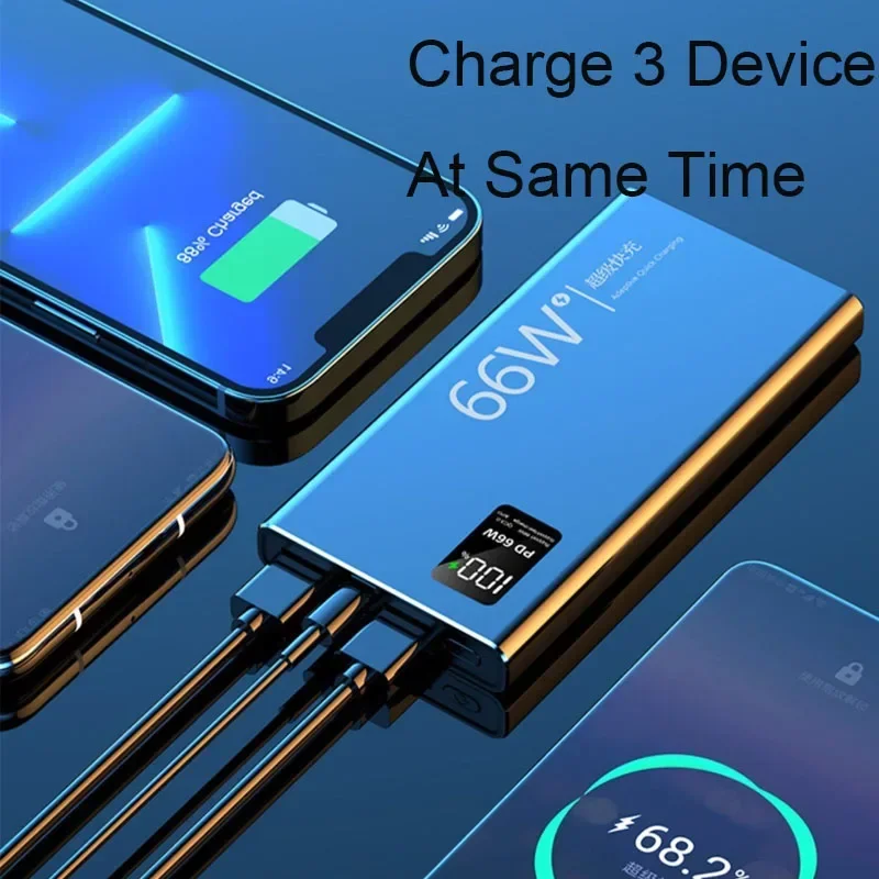 30000mAh Power Bank 66W Super Fast Charging For iPhone 15 14 Huawei P50 Xiaomi Samsung PD 20W External Battery Charger Powerbank 4
