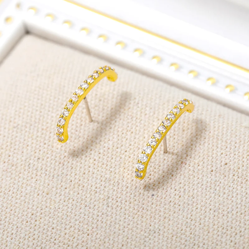 Zircon Minimalis Earrings Gold Color Stainless Steel