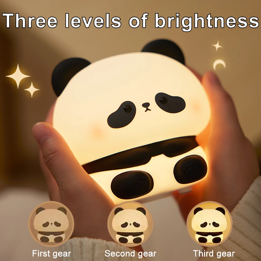 Bedside Led Table Lamp Toddler Kids Bedroom Night Light Squishy Cute Panda USB Rechargeable Mood Light Cool Gifts Nursery Decor 6