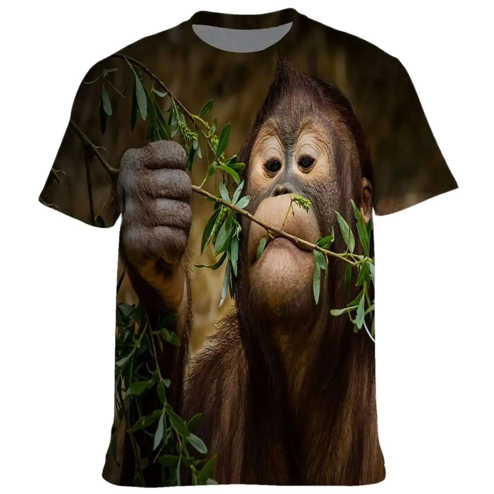 

Men's Summer Animal Orangutan Pattern 3d Printed Fun T-Shirt Fashion Harajuku O-Neck Short Sleeve Breathable Large Size Top