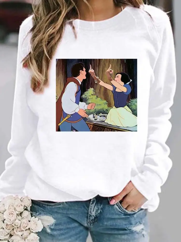 

Pullovers Holiday Cartoon Princess Spring Autumn Print Casual Funny Style Cute Women Fashion Lady Female Graphic Sweatshirt