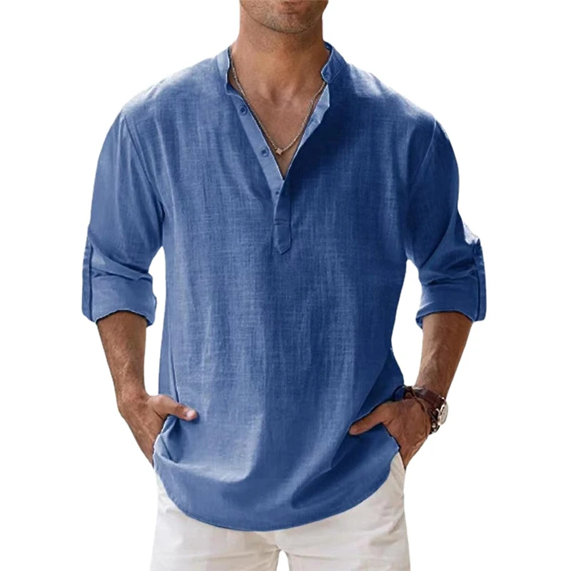 Maglia Baseball Uomo Ma Croix - Cotone Leggero Con Bottoni, Tinta Unita Casual