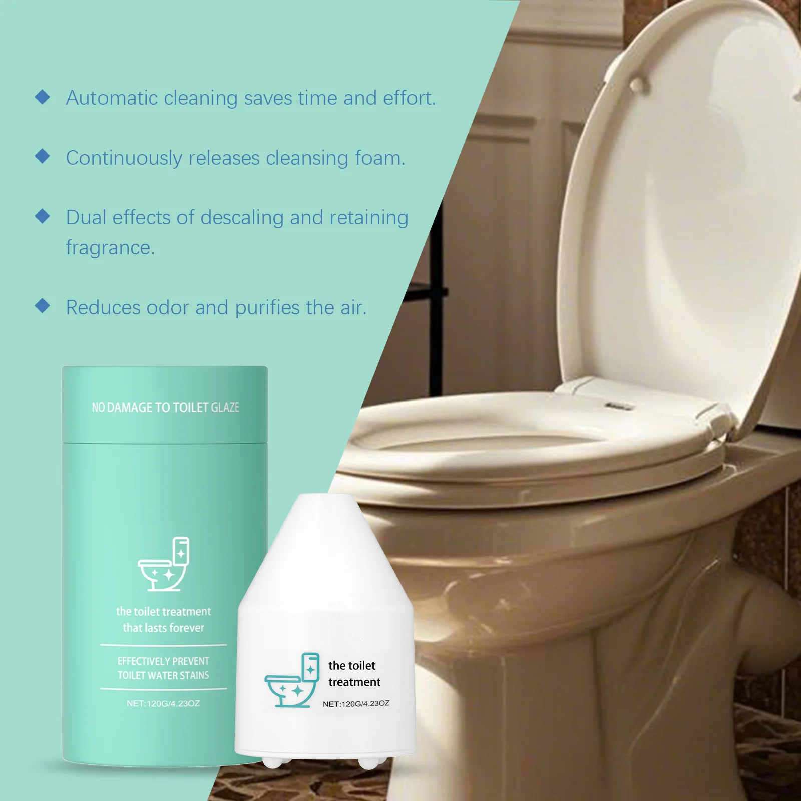 WC-Reiniger Frische Luft Geruchsbeseitigung Schmutz- und Wasserfleckenentferner Geruchsentferner WC-Reinigungsschaum 120g – Detail 5