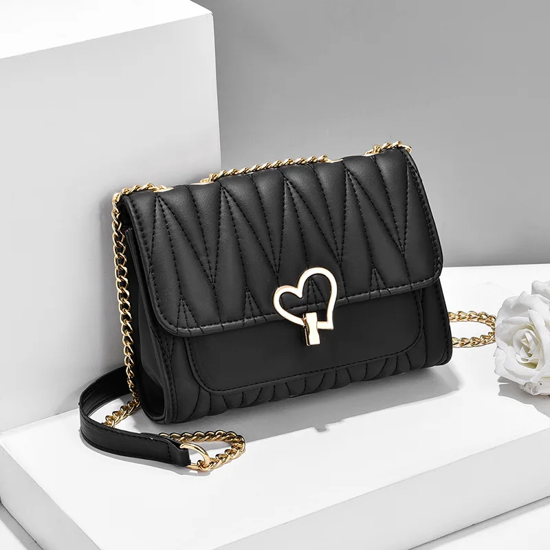 

Fashion heart lock women's shoulder bag casual messenger bag cute leather female crossbody bag small square bag
