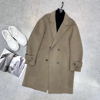 Cappotto in lana autunnale, colletto alto in lana double face, cappotto di marca da uomo alla moda in lana sciolta e spessa 1