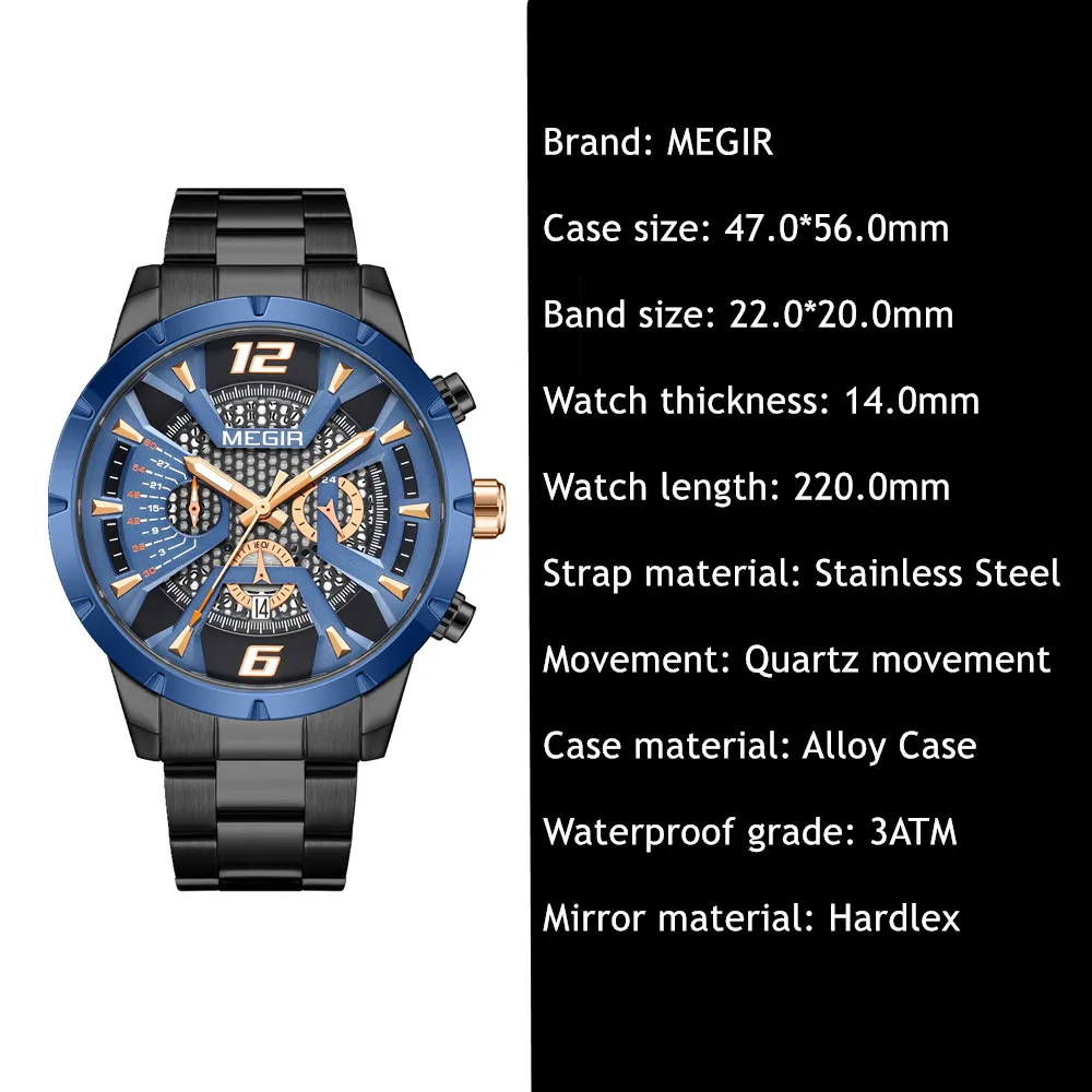Stainless Steel for Men Luxury Business Casual Quartz Date Clock Chronograph Big Dial Wrist_voghion.com