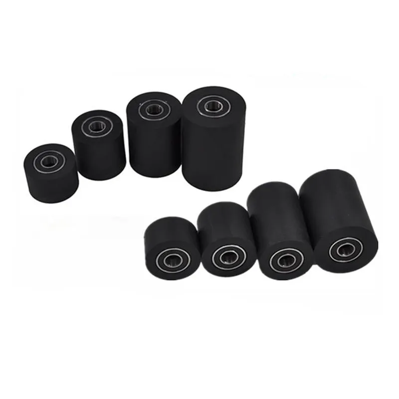 1pc 5/6/8/10mm 보어 이중 베어링 폴리 우레탄 가이드 풀리 PU 풀리 음소거 침묵 고무 코팅 베어링 롤러 휠