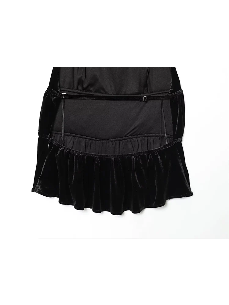 Women Sexy Velvet Halter Crop Tops Elegant Solid  Backless Camisole Fashion Pleated Design Top Female Sleeveless Slim Vest