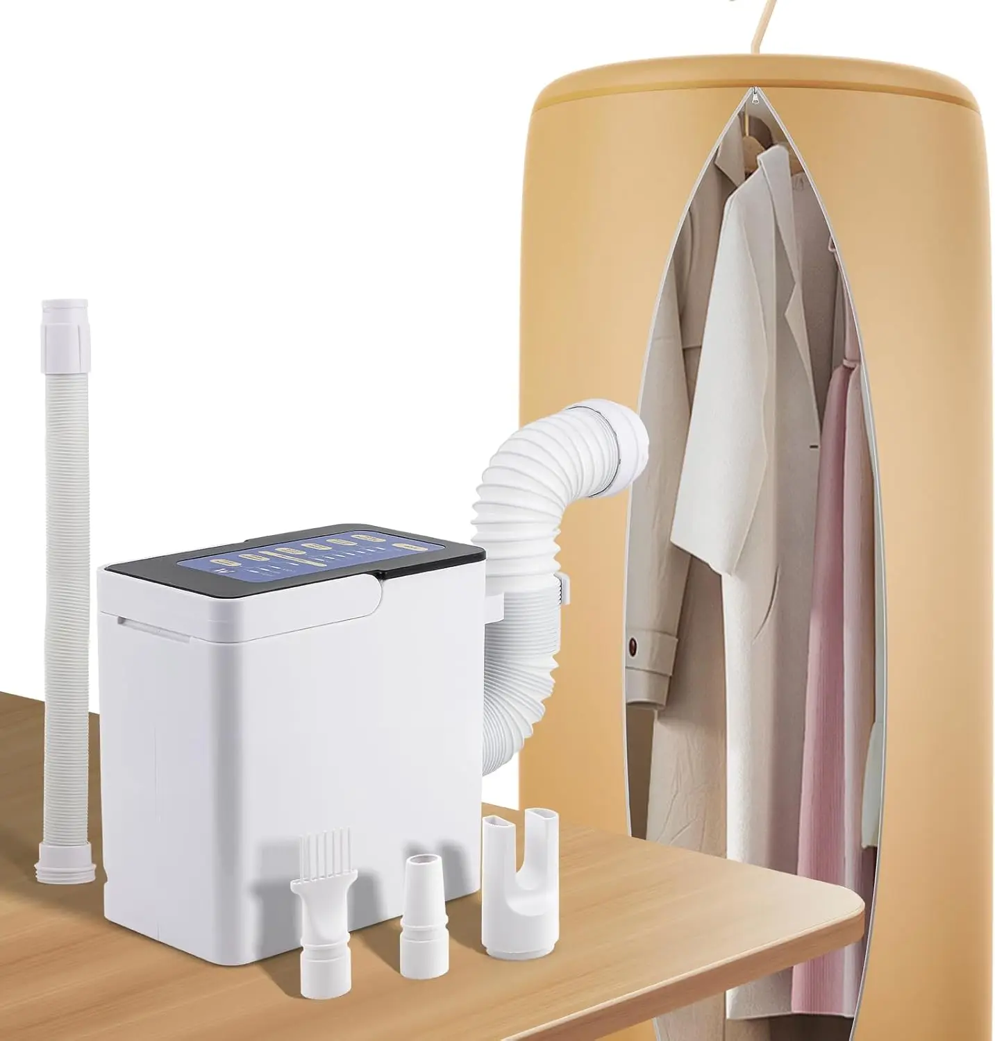 Portable 4-in-1 Electric Clothes Dryer, 700W Timer, Compact for Home Travel (White)