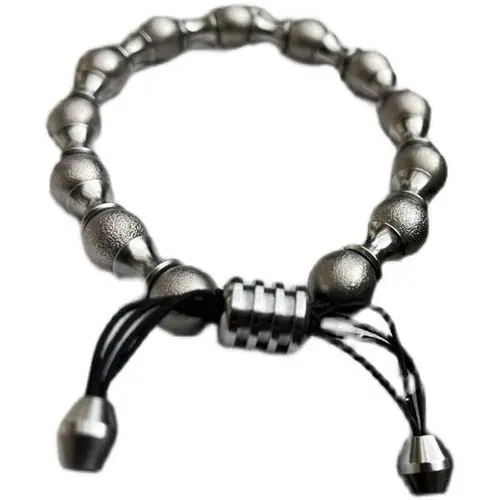 Pure Titanium Bracelet Solid 10Mm Diameter Bead Strung With Elastic String Weight 60G Anti-Corrosion