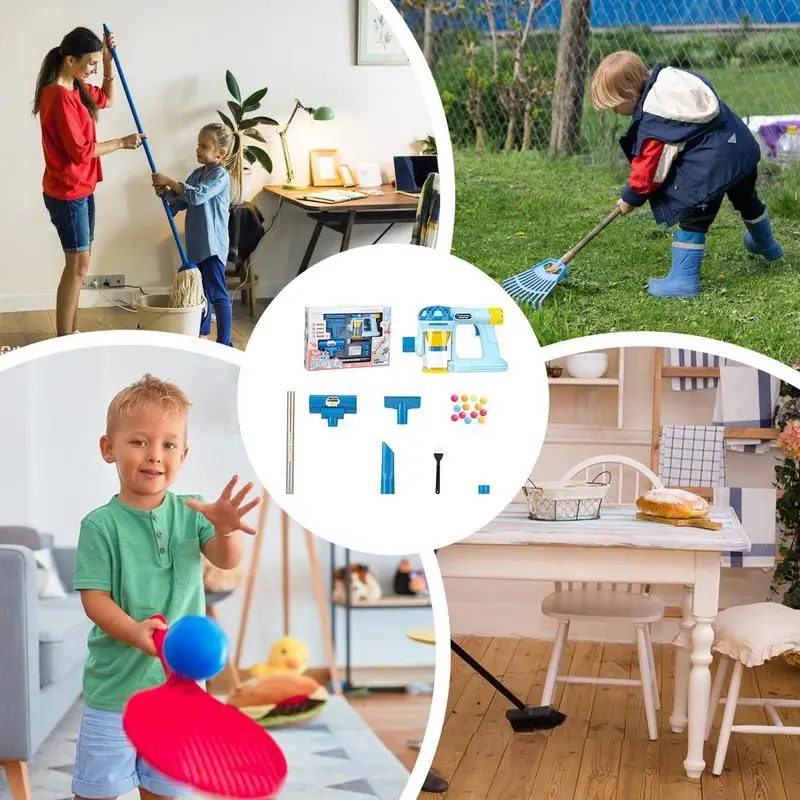 Kids Vacuum Cleaner Kids Simulation Housework Dust Catcher Toy Set Simulation Electric Vacuum Cleaner Toy Home Cleaning Toy for 3