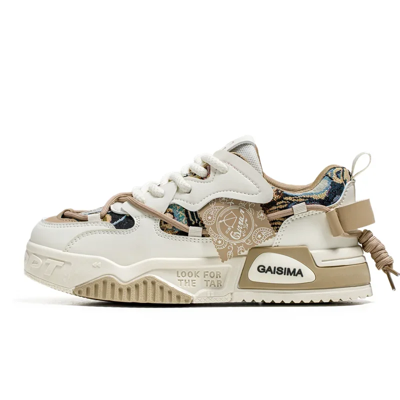 Spring and summer thick-soled walking shoes, fashionable sneakers, breathable casual sports canvas shoes, men's large-sized 48 4