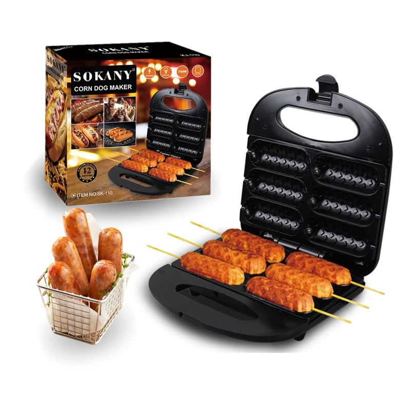 Mini Electric Hot Dog Maker 6 Holes Multifunction Waffle Sausage Maker Non-Stick Breakfast Machine Kitchen Appliances 220V electric hot dog maker corn dog waffle stick maker