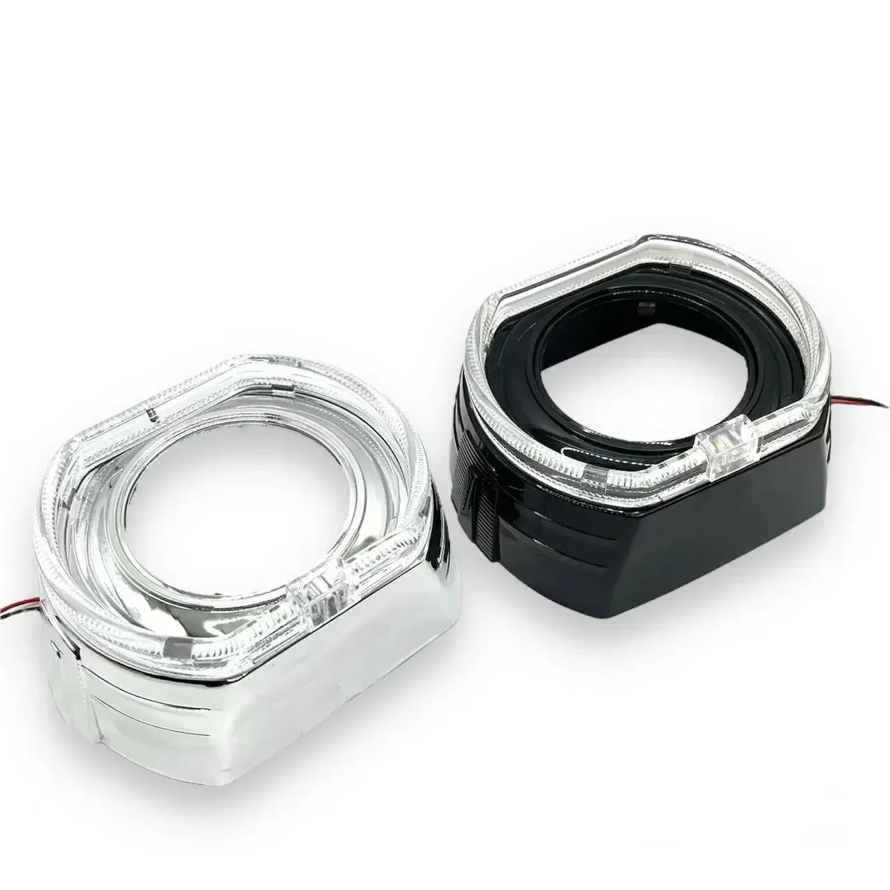 DRL Angel Eye Decorative Shrouds White Yellow RGB APP Control For 2.5 Inches and 3 Inches HID LED Projector Lenses Signal Light