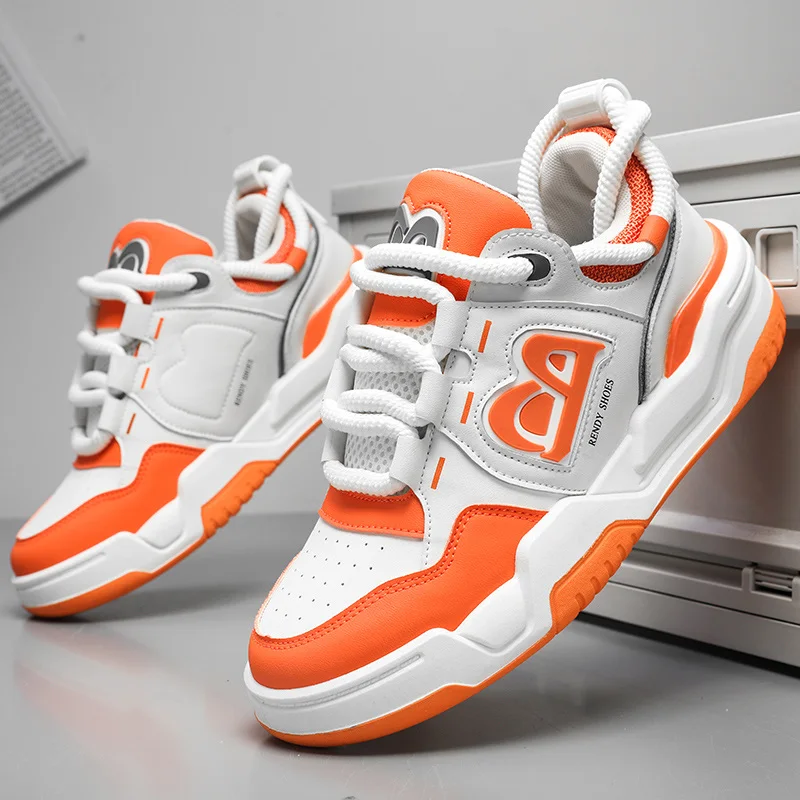 

Fashion Orange Men's Casual Shoes Sneakers Quality Chunky Dad Shoes for Men Comfortable White Mens Sneakers 2023 baskets hommes