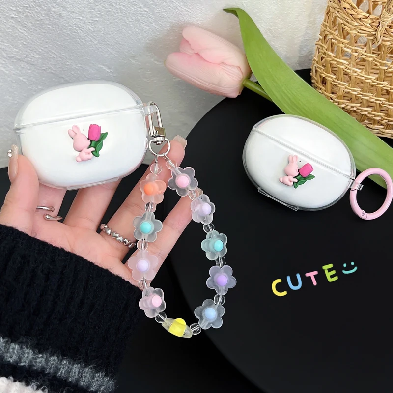 Custodia Per Auricolari Simpatico Coniglio Per Beats Studio Buds / Fit Pro Custodia Protettiva In Silicone Trasparente Di Alta Qualità Per Beats Fit P