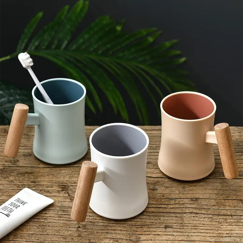 Creative Wooden Handle Toothbrush Cup For Bathroom Storage_voghion.com