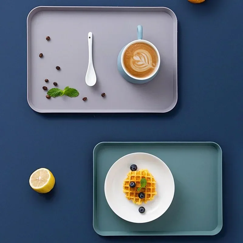 New Nordic PP Pallet Plastic Tray Food Bread Pan Green Rectangular Storage Household Kitchen Supplies Hotel Service Tray Dessert food storage container wooden serving tray dessert plate