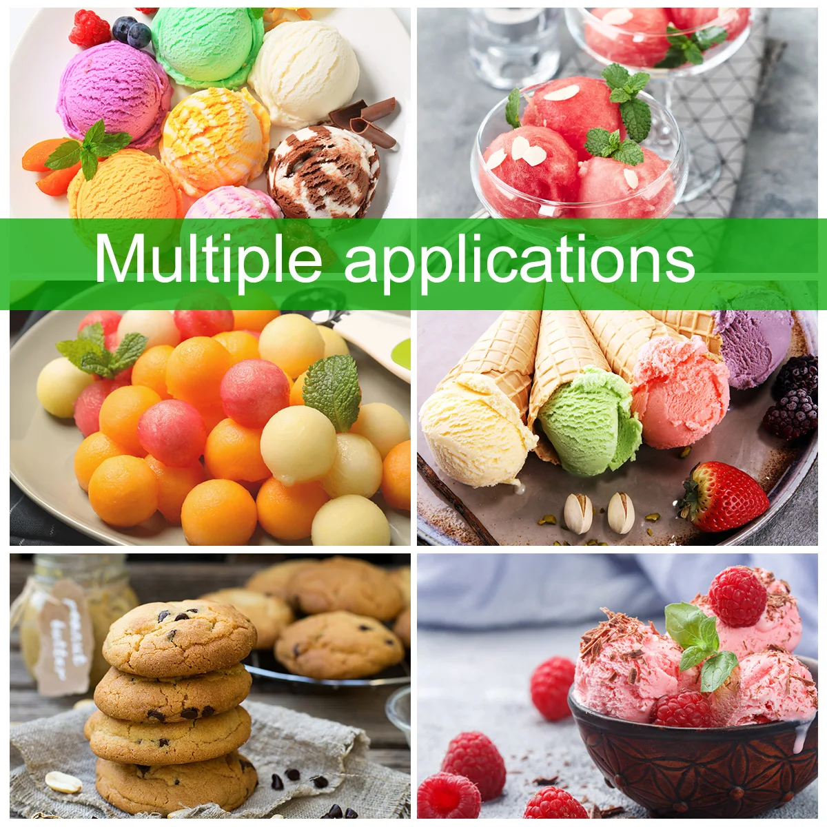 3pcs Ice Cream Ball Scoop Cheese Balls Meatballs Cookie Scooper for Home Kitchen Dough Fruit Dessert Shop Baking Spherical Food