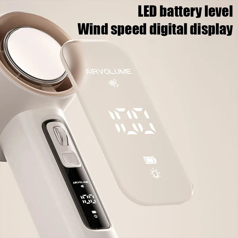 100 Gears Handheld Fan 5000mAh USB Mini Portable Rechargeable High-Speed Turbine Small Fan Desktop Student Electric Fan 3