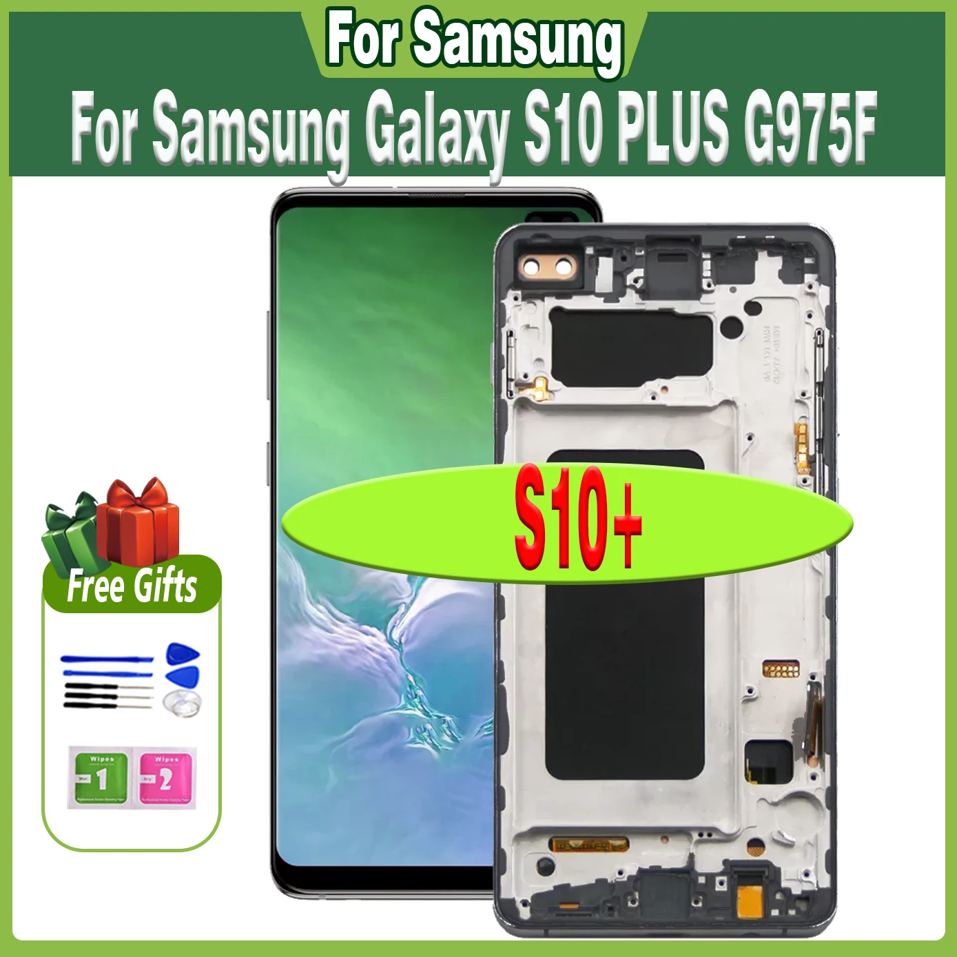 Tft Di Alta Qualità Per Samsung Galaxy S10 Plus G975F/Ds Display Lcd Touch Per Samsung Galaxy S10 + Lcd Con Digitalizzatore Schermo Cornice