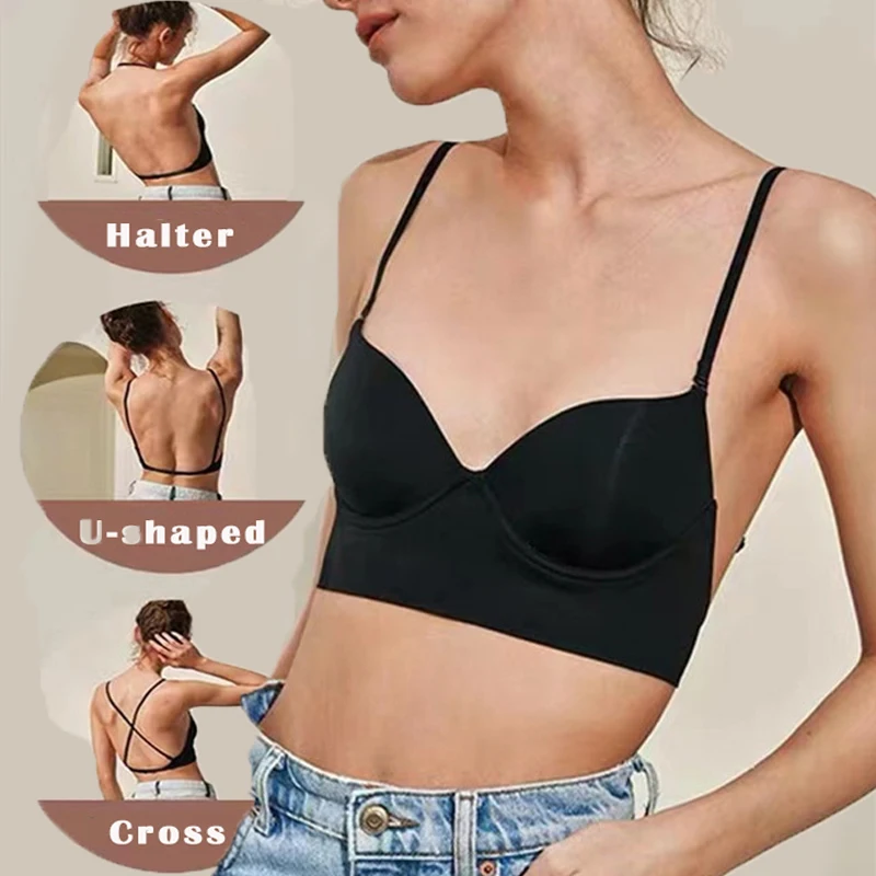 Women U-back Lifting Bras Lace Low Back Seamless Sleeping Bra Backless  Beauty Back Bralettes for Dress