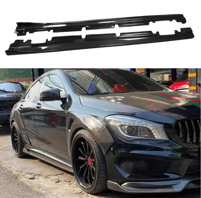 

High Quality REAL CARBON FIBER SIDE BODY SKIRTS KIT LIP COVER FOR Mercedes-Benz CLA W117 180 200 220 260 CLA45 2013-2019