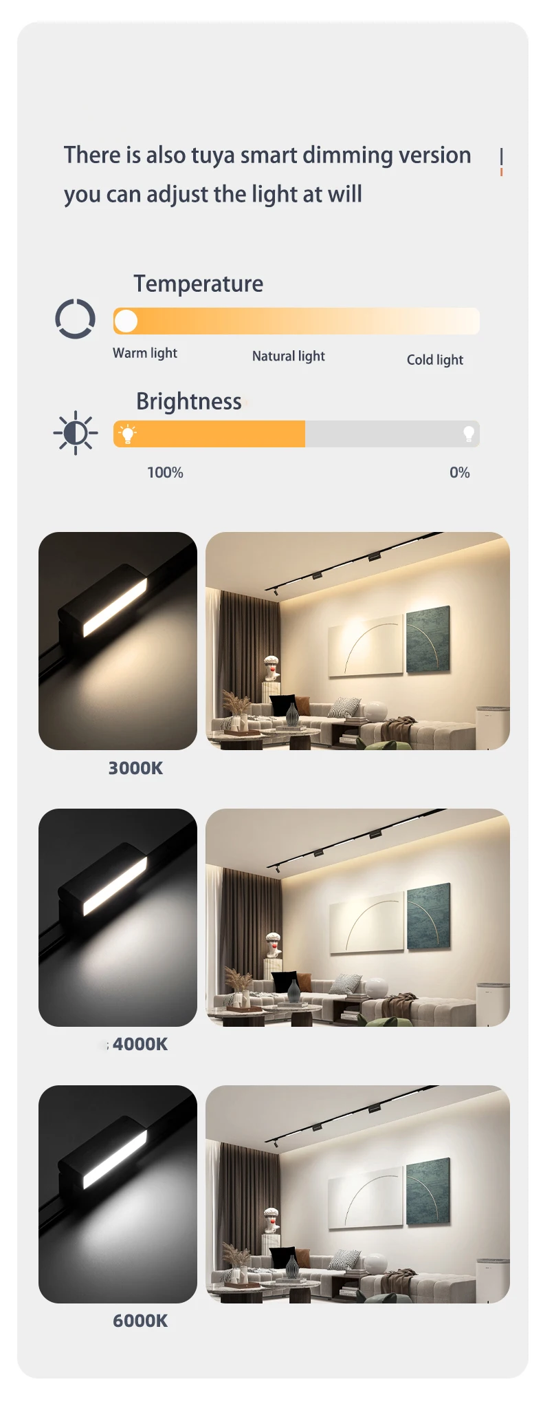 Description Picture 5 of itemBlack White 6MM Smart Magnetic Track Light Tuya Zigbee Dimmable Ultra Thin Rail Slim Lamp Surface Mount Safe DC48V for Home