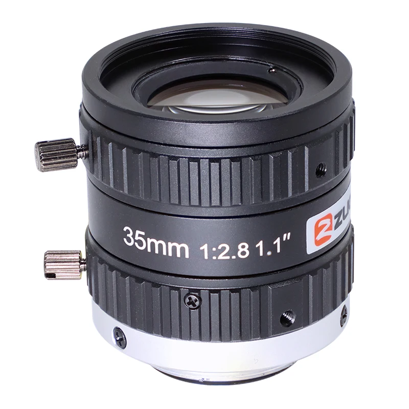 ZLKC 20MP 1.1 인치 고해상도 35mm 고정 초점 거리 C 마운트 렌즈 FA 머신 비전 F2.8 수동 아이리스 저 왜곡 매크로