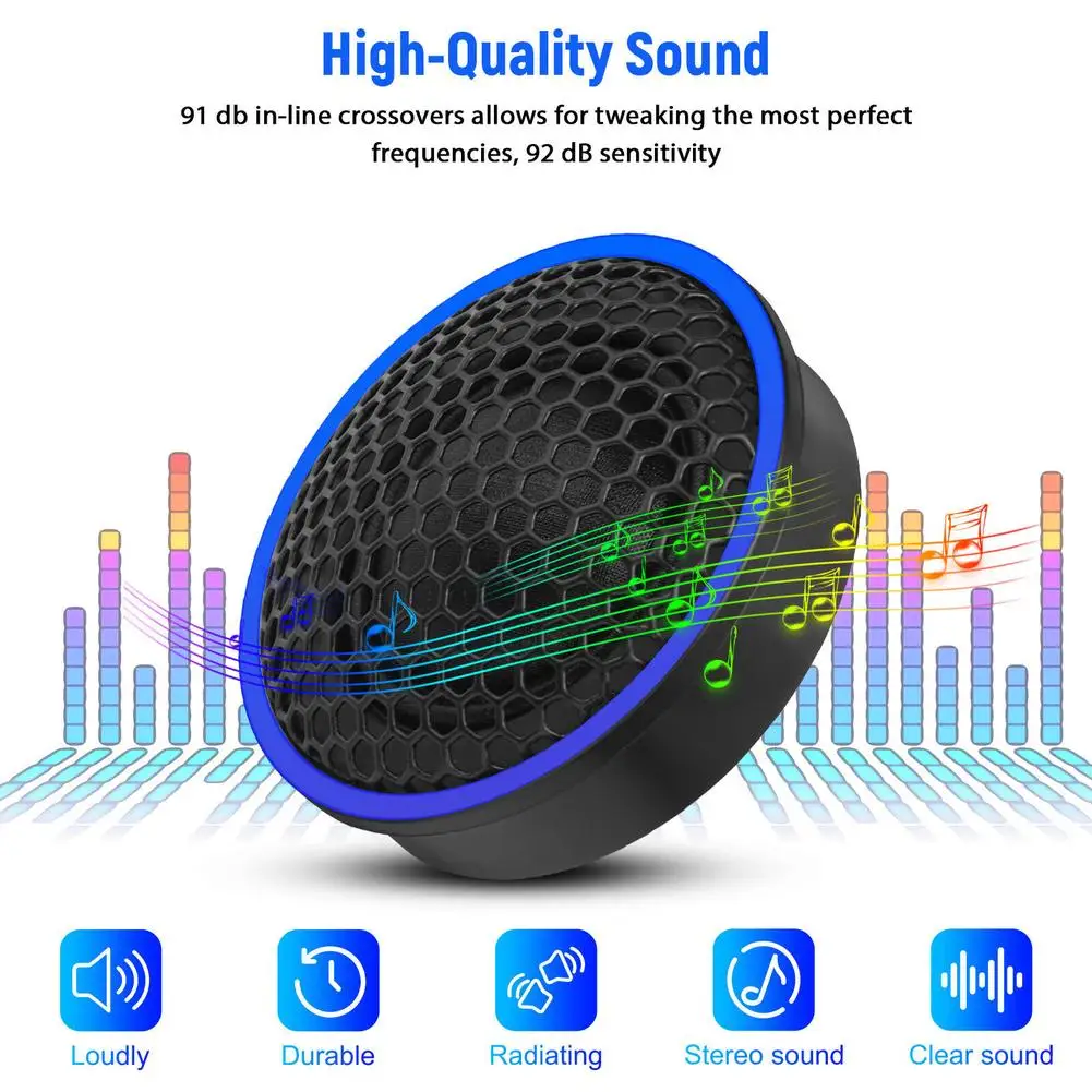 2pcs Car Dome Tweeters 92DB Sensitivity High Frequency Audiophile Horn Audio Speaker Modified Accessories