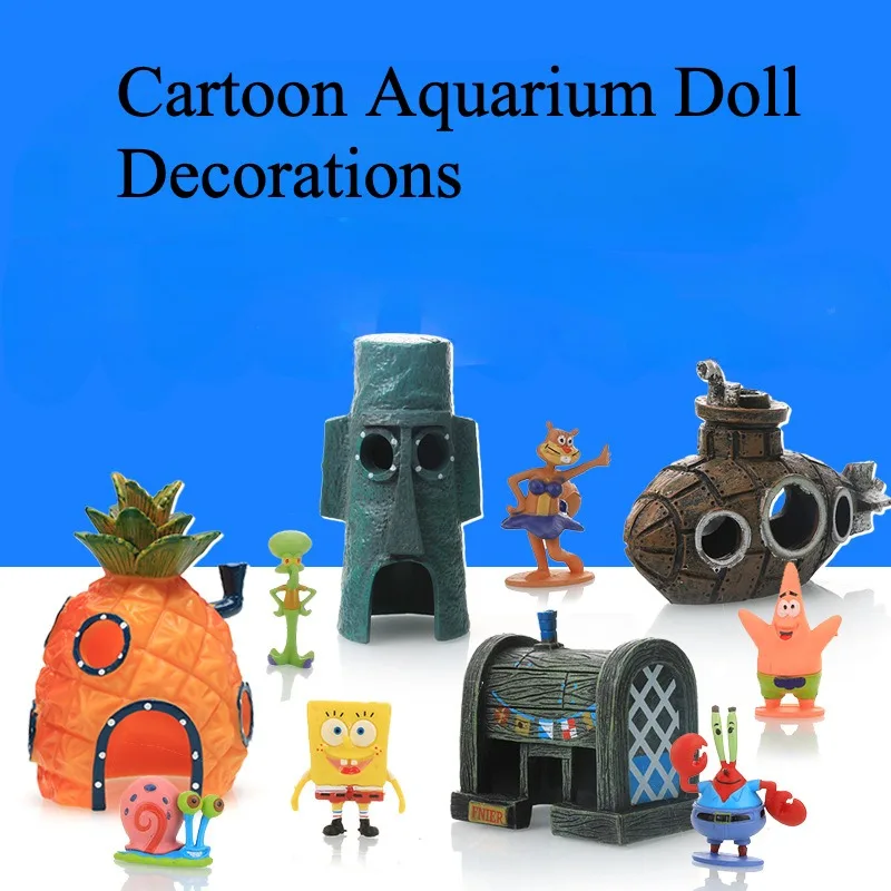 1PCS Cartoon Character Pineapple House Fish Shrimp Hideout Aquarium Decoration Landscaping Accessories Fish Tank House fish tank ornaments fish tank decorations aquarium ornaments mini landscape ornaments