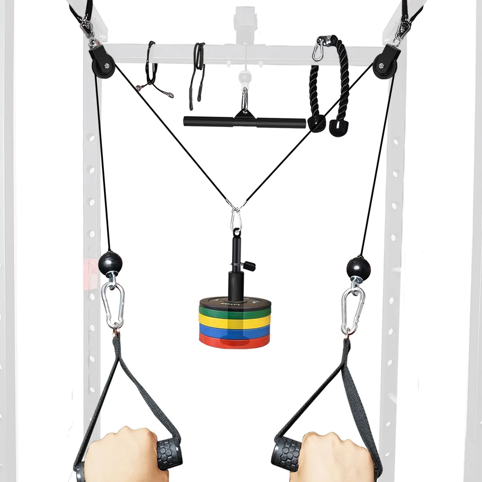 Fitness Cable Pulley Fitness Pulley Cable Fitness Pulley DIY Wall-Mounted Pulley Cable Machine Set Attachment System Biceps Triceps Strength Trainning Sport Workout Fitness Equipment