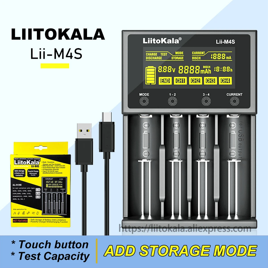 Liitokala Lii-m4s Lii-500 Lii-pd4 Lii-500s Lcd 3.7v 18650 18350 18500 ...