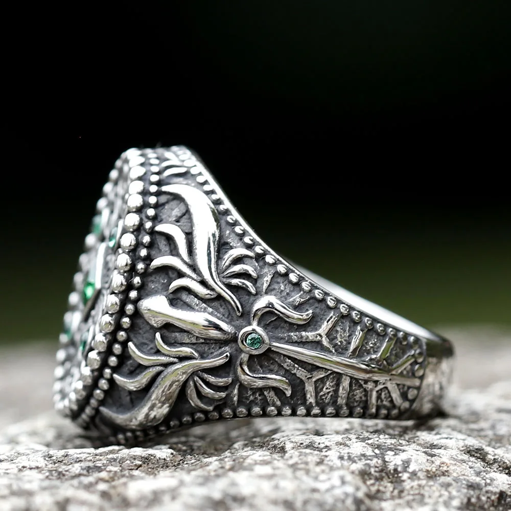 Anel de pedra turco em aço inoxidável para homens, design original, padrão vintage, estilo nacional retrô, joalheria, novo, 2022