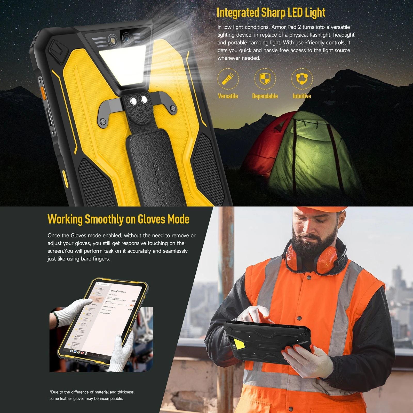 Ulefone Armor Pad 2 Rugged Tablet 11 Inch 2K Up to16GB+256GB Android 13 IP68/IP69K 18600mAh 4G Octa Core NFC Tablet PC